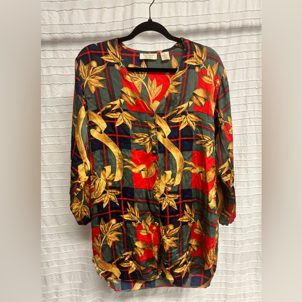 Victoria’s Secret | Vintage! VGUC 100% Silk Button Up Pajama Shirt, Size Small